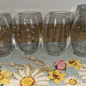 Clear Glass Stemless Wine Glass Set